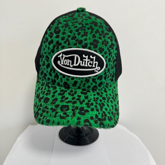 Best Selling Von Dutch Lime Cheetah Trucker Hat~Unisex - Picture 2 of 5
